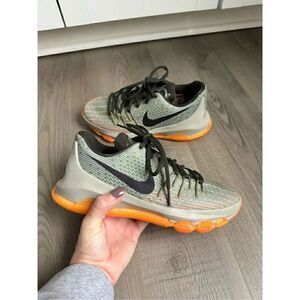 Nike KD 8 Easy Euro Light Grey Orange Lace-Up Basketball Shoes Youth Size 4.5 6W